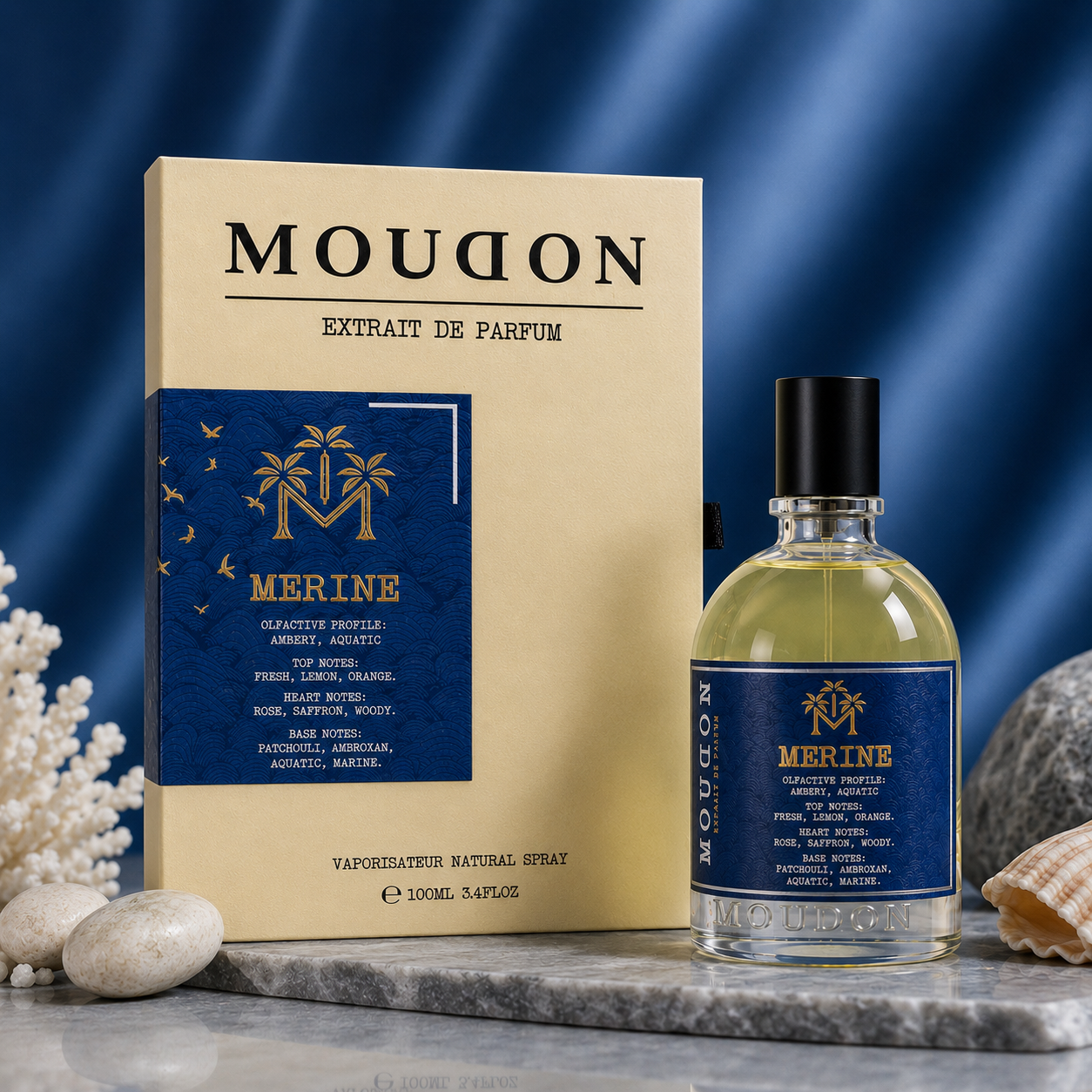 Moudon Merine Extrait de Parfum 100ml – A Fresh Citrus & Spicy Unisex Fragrance