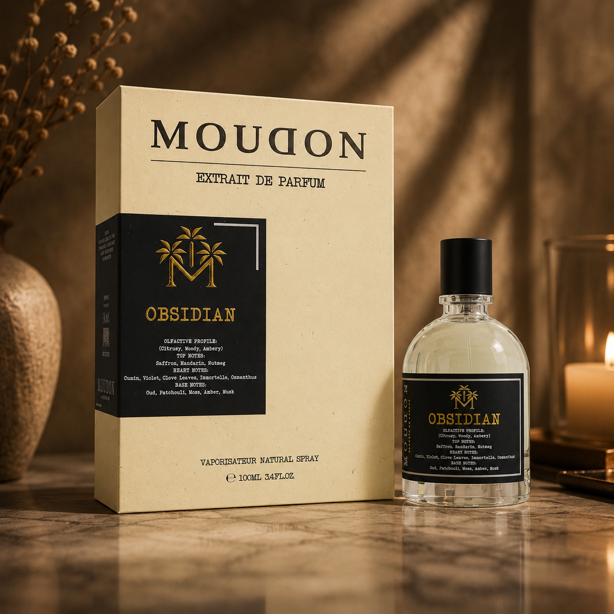 Moudon Obsidian Extrait de Parfum 100ml – Unisex Luxury Fragrance
