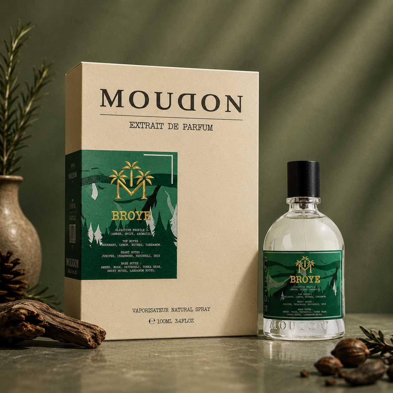 Moudon Broye Extrait de Parfum 100ml – A Smoky & Sophisticated Unisex Fragrance
