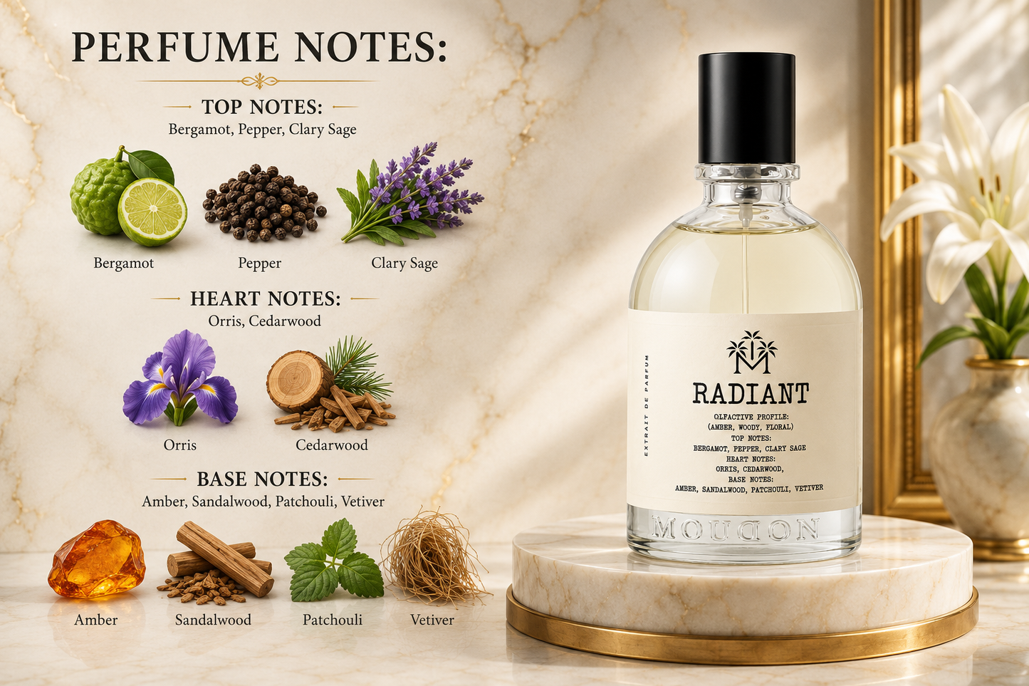 Moudon Radiant Extrait de Parfum 100ml – A Bright & Sophisticated Unisex Fragrance