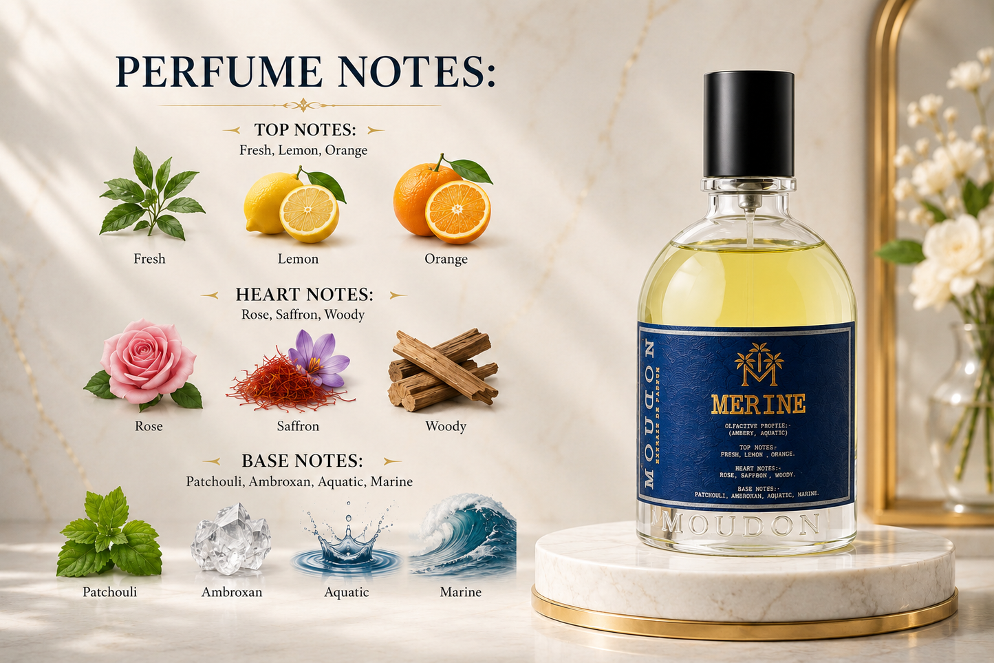 Moudon Merine Extrait de Parfum 100ml – A Fresh Citrus & Spicy Unisex Fragrance