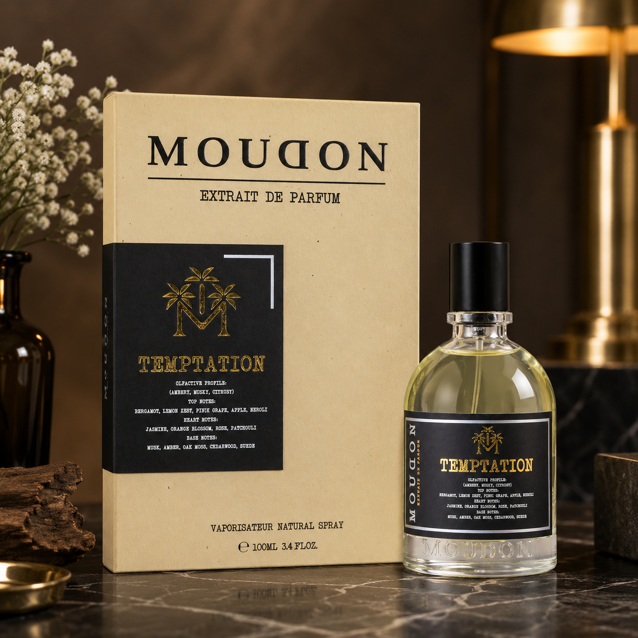 Moudon Temptation Extrait de Parfum 100ml – A Bold & Sophisticated Unisex Fragrance
