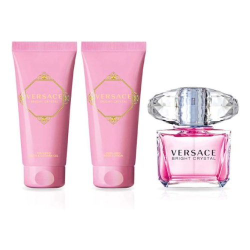 VERSACE BRIGHT CRYSTAL EDT-S 90ML + SG 100ML+BL 100ML+POUCH
