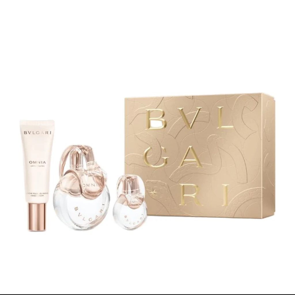 Bvlgari Omnia Crystalline EDT Gift Set 100ml + 15ml + Hand Cream 40ml