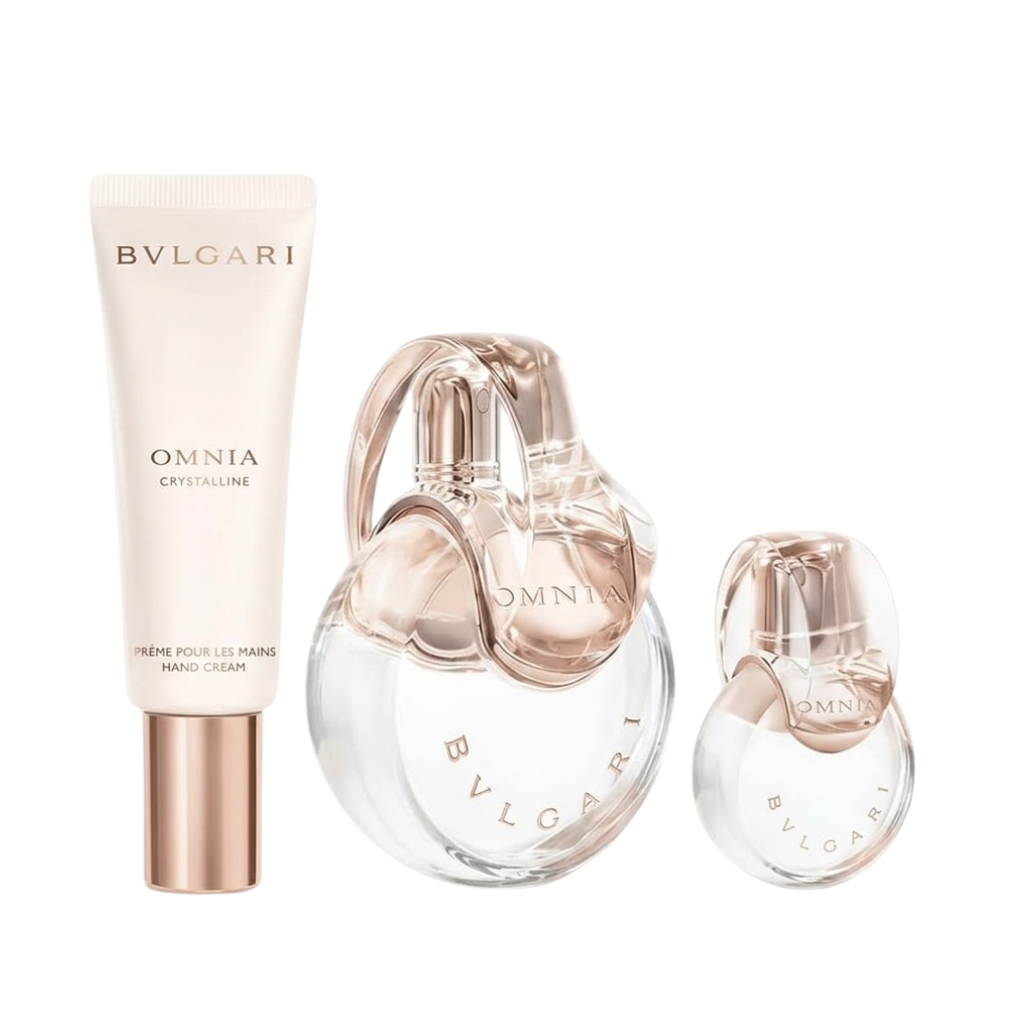 Bvlgari Omnia Crystalline EDT Gift Set 100ml + 15ml + Hand Cream 40ml