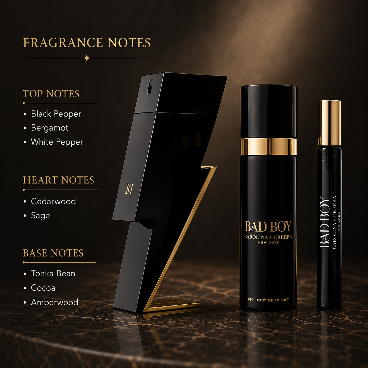 Carolina Herrera Bad Boy Gift Set EDT 100ml 3-Piece