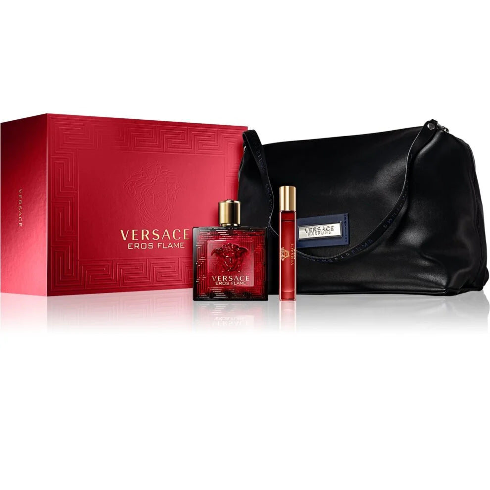 Versace Eros Flame 100ml EDP Spray / 10ml EDP Spray / Toiletry Bag