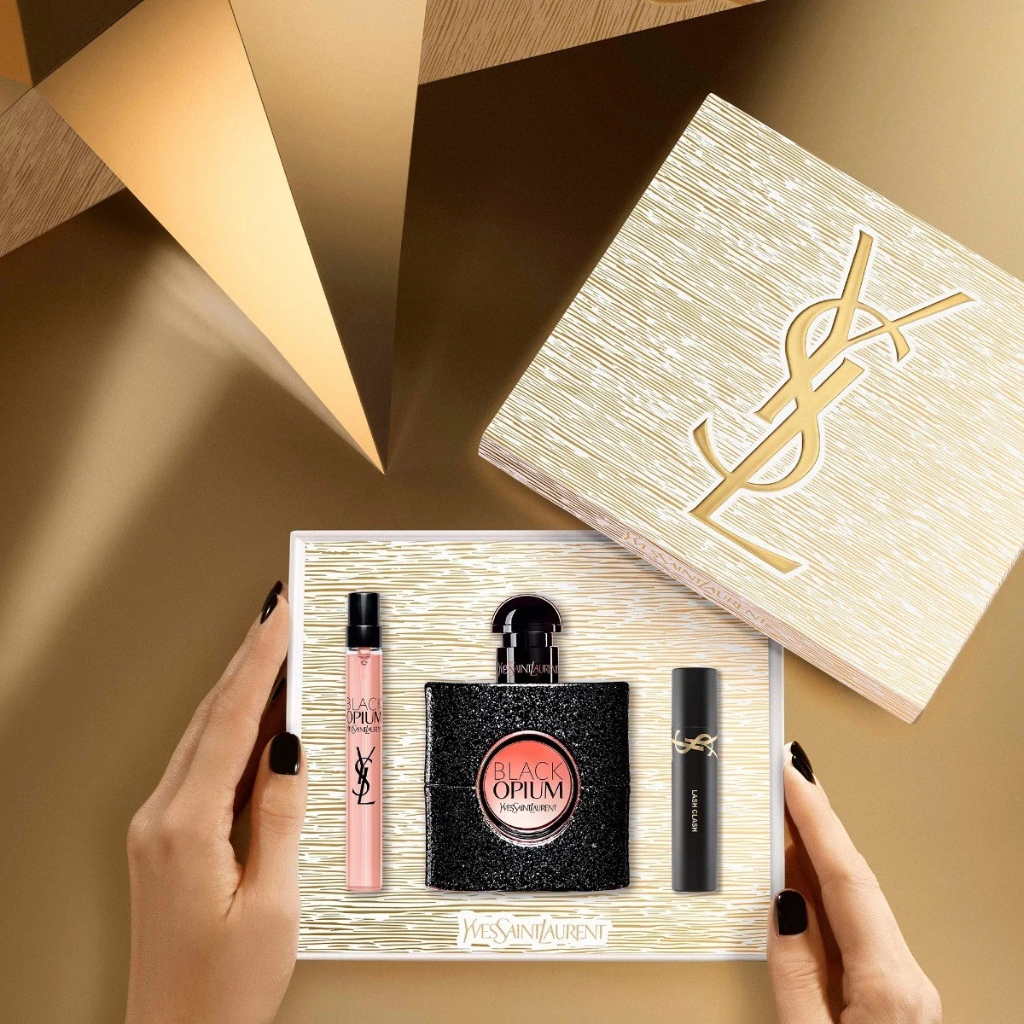 Yves Saint Laurent Black Opium EDP 50ml, 10ml Travel Spray & Lash Clash Mascara 2ml Gift Set for Women