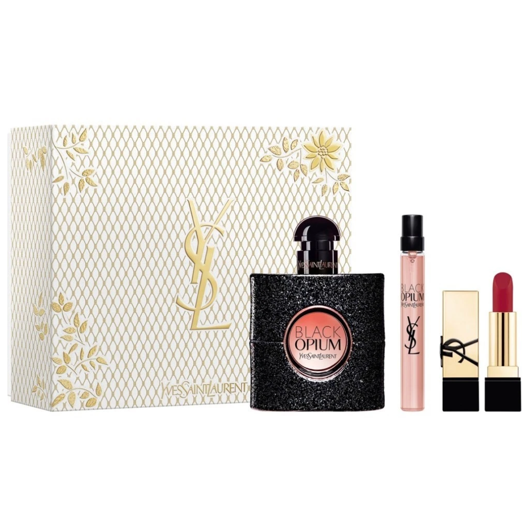 Yves Saint Laurent Black Opium EDP 50ml, 10ml Travel Spray & Mini Lipstick Gift Set for Women