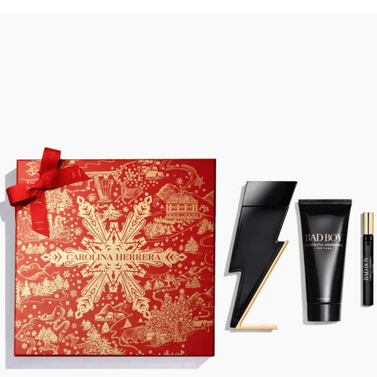 Carolina Herrera Bad Boy Eau de Toilette 100ml, Shower Gel 100ml & 10ml Travel Spray Gift Set